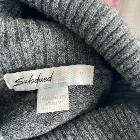 Subdued -  Stripe Sleeve Turtleneck Sweater, Grey - Picture 3 of 3